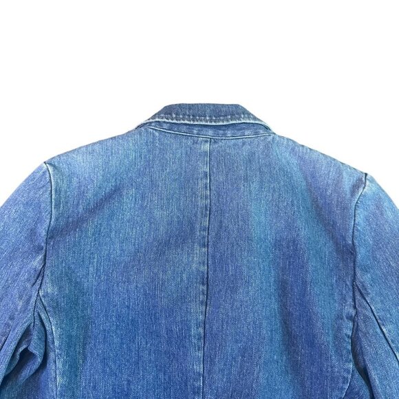 Theory Button-Down Denim Jacket 100% Cotton w/ Pockets Size 2 Women's - Picture 6 of 11